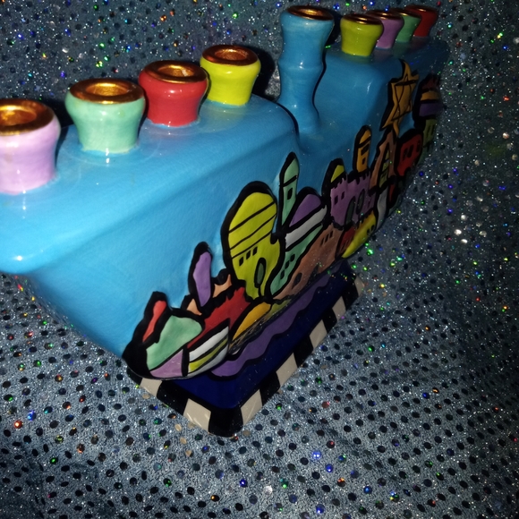 PHENOMENAL NICOLE ENGBLOM CERAMIC MENORAH OR CANDLELABRA - Picture 10 of 13